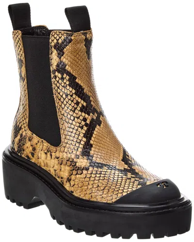 Tory Burch Chelsea Lug Snake-embossed Leather Flatform Boot In Brown