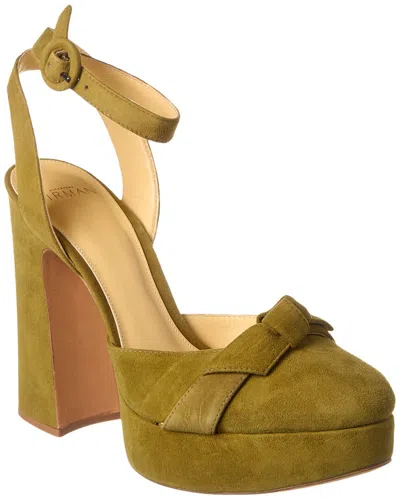 Alexandre Birman Clarita Vita 120 Suede Platform Pump In Green