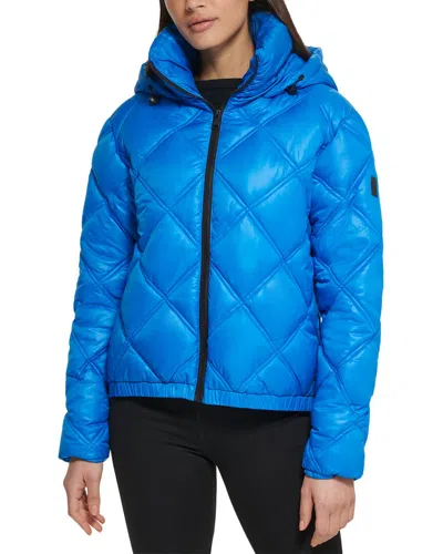 Kenneth Cole Puffer Coat In Blue