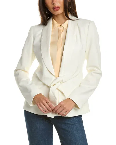Donna Karan Women's Solid-color Shawl-collar Tie-front Jacket In White