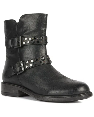 Geox Catria Leather Bootie In Black