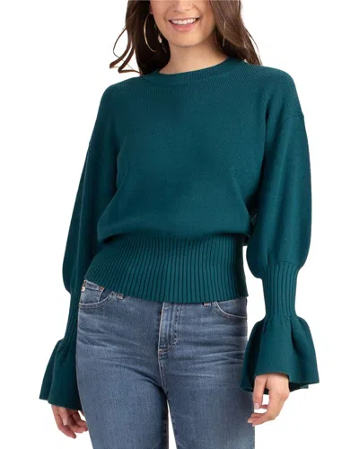 Trina Turk Chloe Ruffle Wool Pullover In Blue