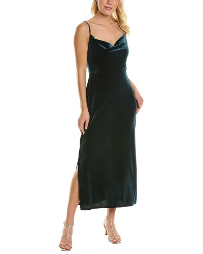 Taylor Petite Stretch Velvet Empire-waist Midi Slip Dress In Green