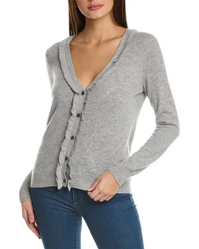 Sofiacashmere Ruffle Cashmere Cardigan In Grey