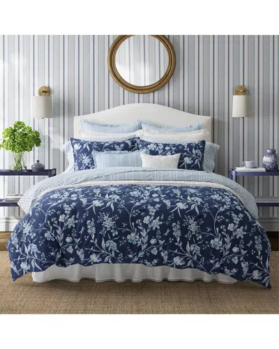 Laura Ashley Branch Toile 7pc Comforter Bedding Set In Blue