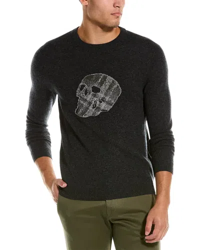 Autumn Cashmere Plaid Skull Jacquard Wool & Cashmere-blend Cashmere Sweater In Grey