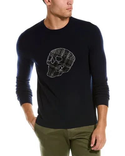 Autumn Cashmere Plaid Skull Jacquard Sweater In Blue