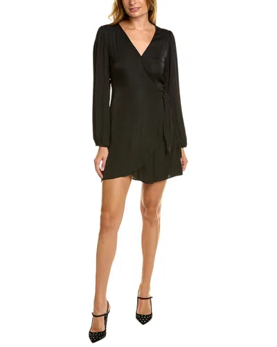 Socialite Satin Wrap Dress In Black