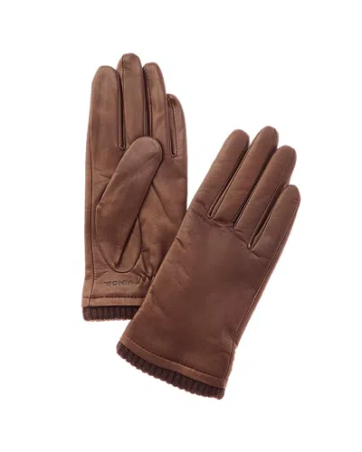 Vince Basic One-button Cashmere-lined Leather Gloves In Brown