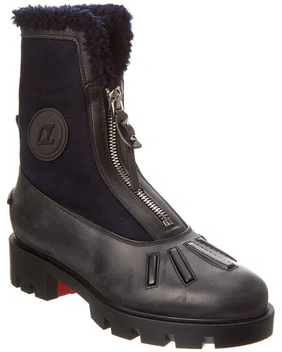Christian Louboutin Glory Suede & Rubber Boot In Black