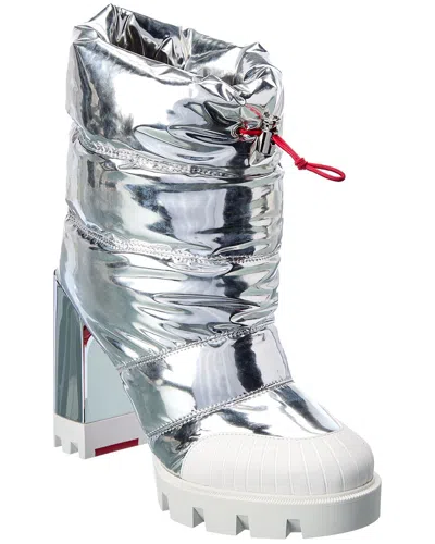 Christian Louboutin Oriona 100 Padded Nylon Boot In Silver