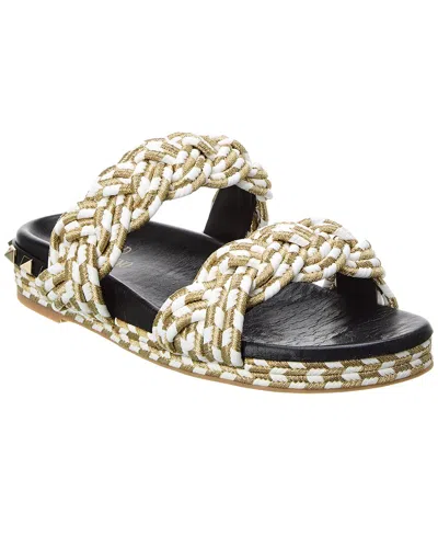 Valentino Garavani Rope & Leather Sandal In Gold