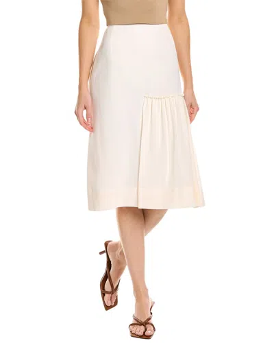 Ferragamo Woman Midi Skirt Ivory Size 10 Silk In Beige