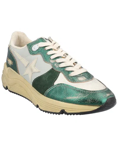 Golden Goose Running Sole Leather Sneaker In Green