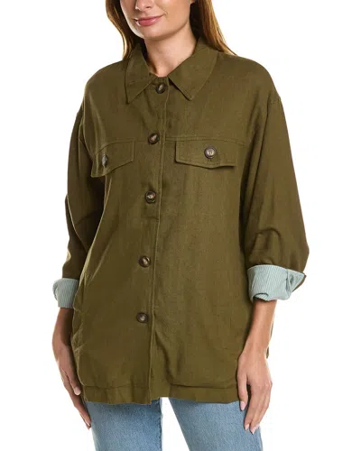 Reveriee Linen-blend Shirt In Green