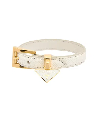 Prada Saffiano Leather Bracelet In White