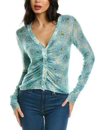 Rebecca Taylor Astera Fleur Ruched Top In Blue