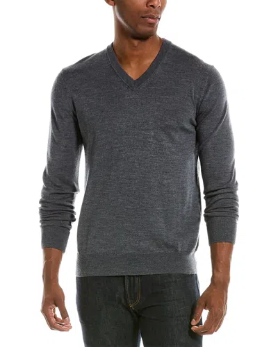 Quincy Wool V-neck Sweater In Grey