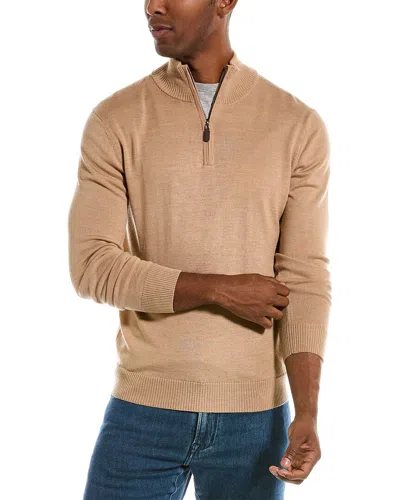 Quincy Wool 1/4-zip Mock Sweater In Brown