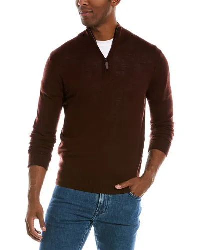 Quincy Wool 1/4-zip Mock Sweater In Brown