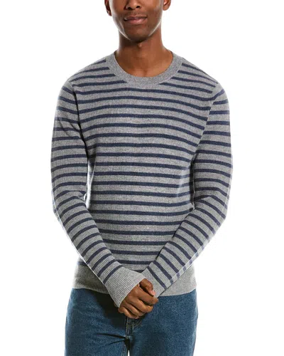 Kier + J Striped Wool & Cashmere-blend Sweater In Grey