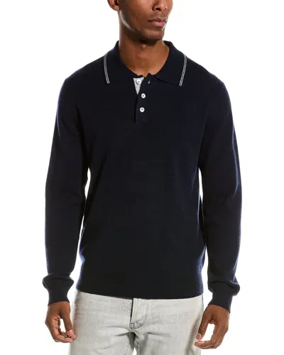 Kier + J Wool & Cashmere-blend Polo Shirt In Navy