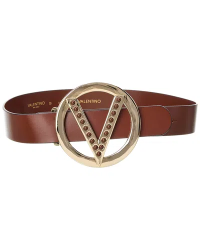 Valentino By Mario Valentino Giusy Forever Leather Belt In Brown