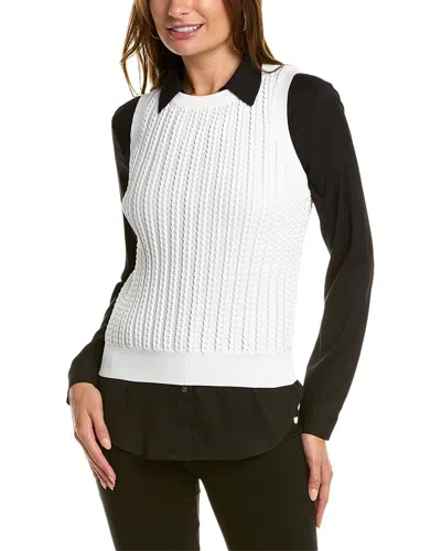 Gracia Textured Sweater Vest In White