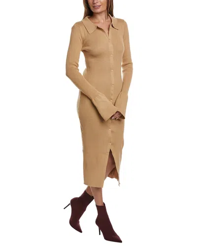 Hl Affair Button-down Sweaterdress In Brown