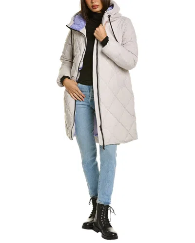 Nvlt Mixed Quilt Hooded Puffer Coat In Grey