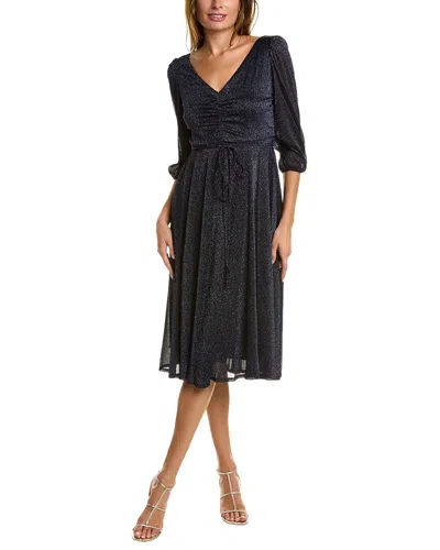 Maison Tara Alice Lurex Mid Dress In Blue