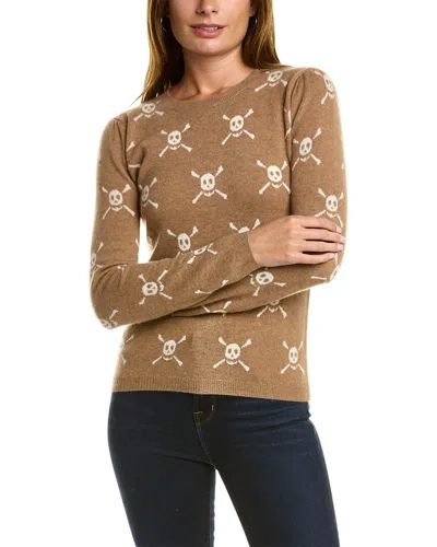 Two Bees Cashmere Skull Pattern Wool & Cashmere-blend Sweater In Brown