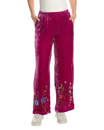 Johnny Was Ulla Wide Leg Silk-blend Pant In Red
