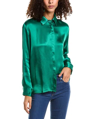 Dress Forum Satin Button-down Shirt In Green