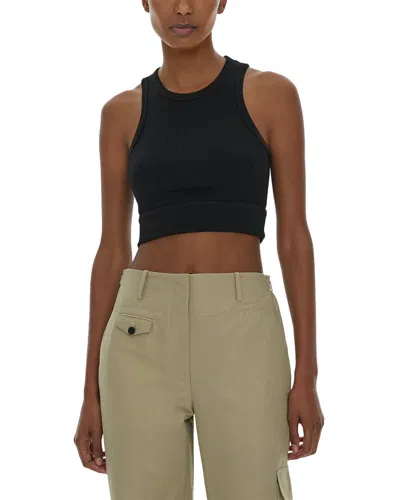 Helmut Lang Cropped Rib Tank In Black