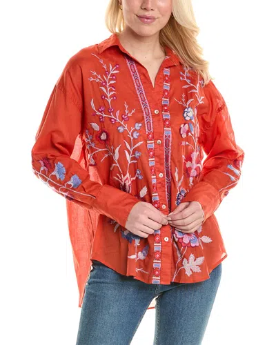 Johnny Was Piper Relaxed Oversized Shirt In Red