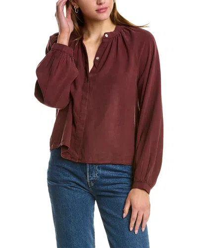 Bella Dahl Shirred Raglan Shirt In Red