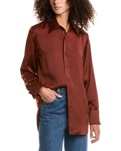 Rag & Bone Satin Delphine Shirt In Brown