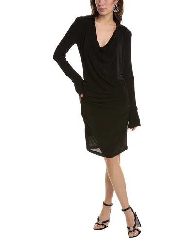 Alexia Admor Rosalie Long Sleeve Draped Shift Dress In Black