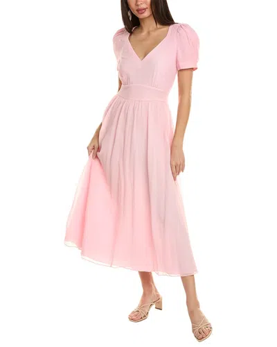 Loveshackfancy Hutchinson Silk-blend Dress In Pink