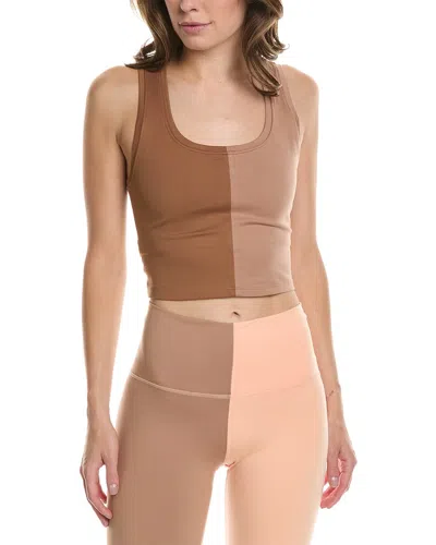 Terez Split Crop Top In Brown