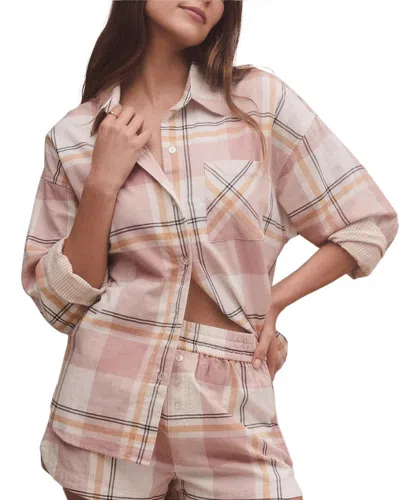 Z Supply Out West Plaid Shirt In Pink