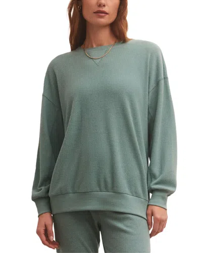 Z Supply Cozy Days Thermal Sweatshirt In Green