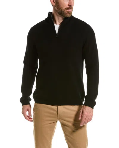 Amicale Cashmere 1/4-zip Cashmere Funnel Sweater In Black