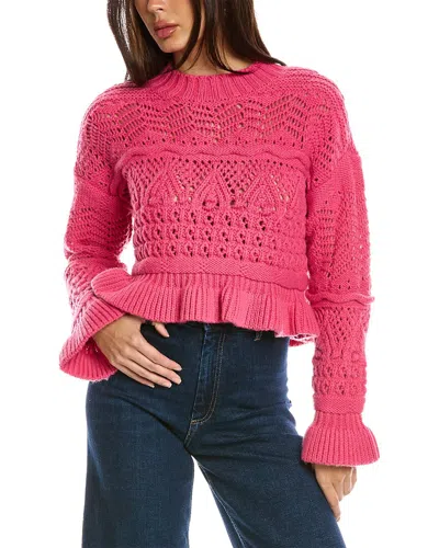 Design History Peplum Boxy Wool-blend Sweater In Pink