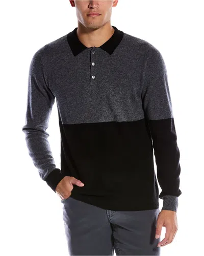 Scott & Scott London Colorblocked Wool & Cashmere-blend Polo Shirt In Grey
