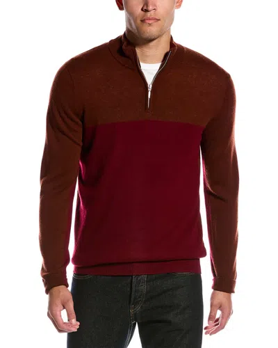 Scott & Scott London Wool & Cashmere-blend 1/4-zip Mock Neck Sweater In Brown