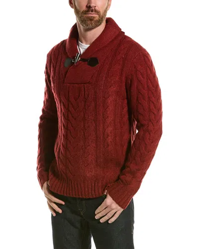 Loft 604 Cable Wool Shawl Collar Sweater In Red