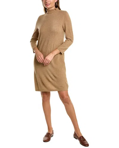 Forte Cashmere Ruffle Neck Cashmere Sweaterdress In Brown