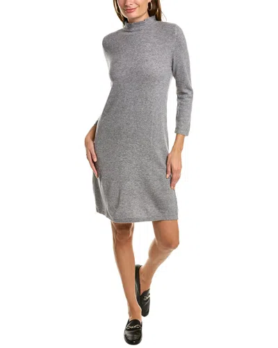 Forte Cashmere Ruffle Neck Cashmere Sweaterdress In Grey